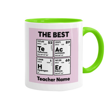 THE BEST Teacher chemical symbols, Κούπα χρωματιστή βεραμάν, κεραμική, 330ml