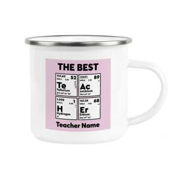 THE BEST Teacher chemical symbols, Metallic enamel cup white 360ml