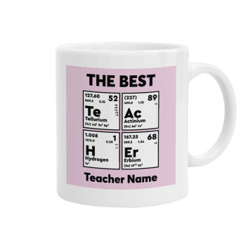 THE BEST Teacher chemical symbols, Ceramic coffee mug, 330ml (1pcs)