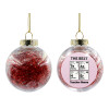 Transparent Christmas tree ball ornament with red filling 8cm