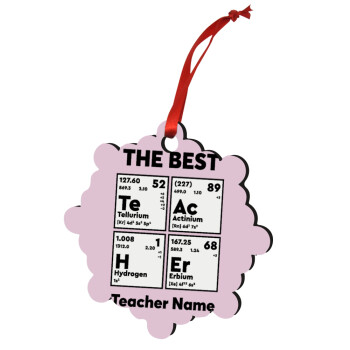 THE BEST Teacher chemical symbols, Στολίδι Χριστουγεννιάτικο στολίδι snowflake ξύλινο 7.5cm