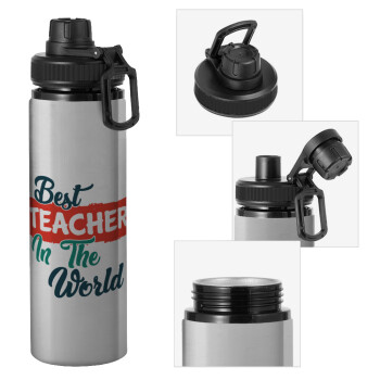 Best teacher in the World!, Μεταλλικό παγούρι νερού με καπάκι ασφαλείας, αλουμινίου 850ml