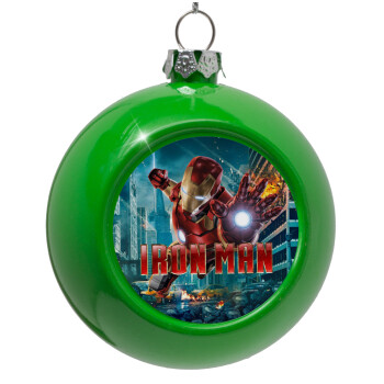 Ironman, Green Christmas tree ornament bauble 8cm