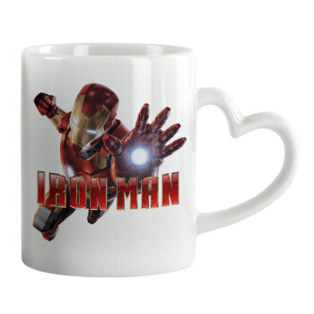 Ironman, Mug heart handle, ceramic, 330ml