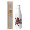 Easter Set, metallic Inox water bottle (700ml) & Easter scented flat candle (30cm) (GRAY)