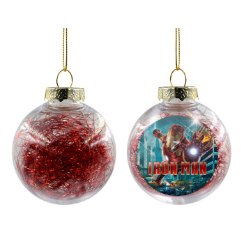 Ironman, Transparent Christmas tree ball ornament with red filling 8cm