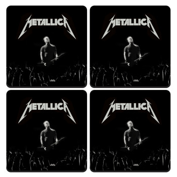 Metallica , ΣΕΤ 4 Σουβέρ ξύλινα τετράγωνα (9cm)
