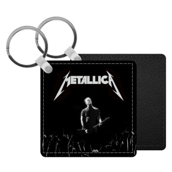 Metallica , Μπρελόκ Δερματίνη, τετράγωνο ΜΑΥΡΟ (5x5cm)