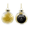 Transparent Christmas tree ball ornament with gold filling 8cm