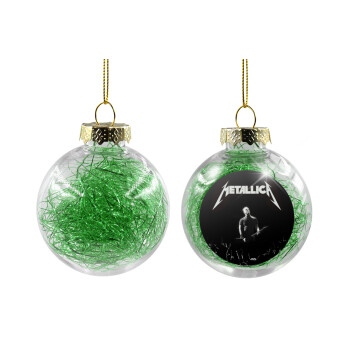 Metallica , Transparent Christmas tree ball ornament with green filling 8cm