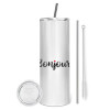 Tumbler stainless steel 600ml, with metal straw & cleaning brush