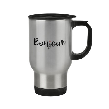 Bonjour, Stainless steel travel mug with lid, double wall 450ml