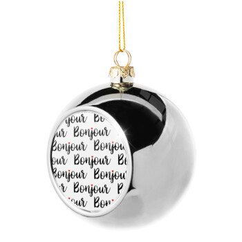 Bonjour, Silver 8cm Christmas tree ball ornament