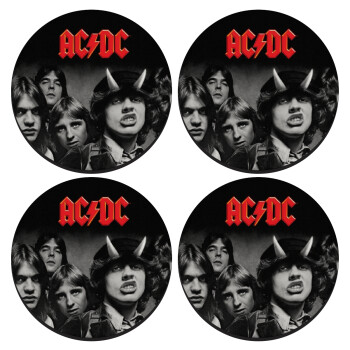 AC/DC angus, SET of 4 round wooden coasters (9cm)