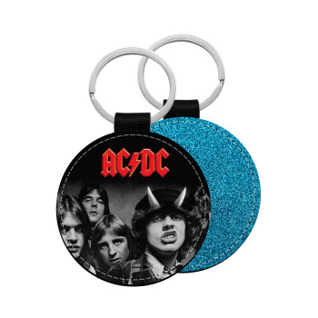 AC/DC angus, Μπρελόκ Δερματίνη, στρογγυλό ΜΠΛΕ (5cm)