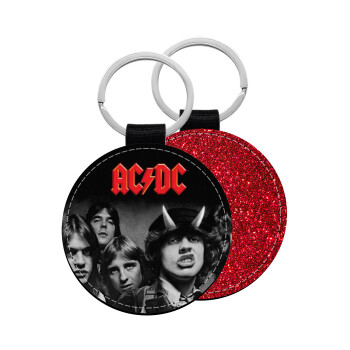 AC/DC angus, Μπρελόκ Δερματίνη, στρογγυλό ΚΟΚΚΙΝΟ (5cm)