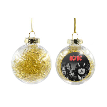 AC/DC angus, Transparent Christmas tree ball ornament with gold filling 8cm