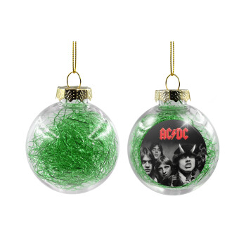 AC/DC angus, Transparent Christmas tree ball ornament with green filling 8cm