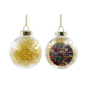 Rock Bands, Transparent Christmas tree ball ornament with gold filling 8cm