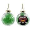 Transparent Christmas tree ball ornament with green filling 8cm