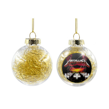 Metallica  master of puppets, Transparent Christmas tree ball ornament with gold filling 8cm