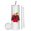 Eco friendly ποτήρι θερμό (tumbler) από ανοξείδωτο ατσάλι 600ml, με μεταλλικό καλαμάκι & βούρτσα καθαρισμού