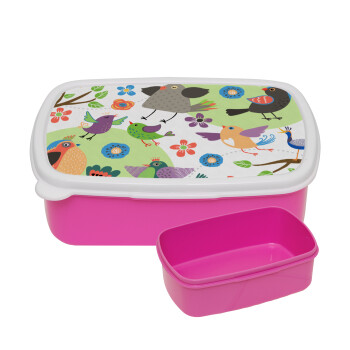 τα πουλάκια, ΡΟΖ παιδικό δοχείο φαγητού (lunchbox) πλαστικό (BPA-FREE) Lunch Βox M18 x Π13 x Υ6cm
