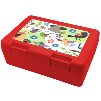 τα πουλάκια, Children's cookie container RED 185x128x65mm (BPA free plastic)