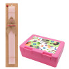 Easter Set, children's snack container PINK & scented flat Easter candle (30cm) (PINK)