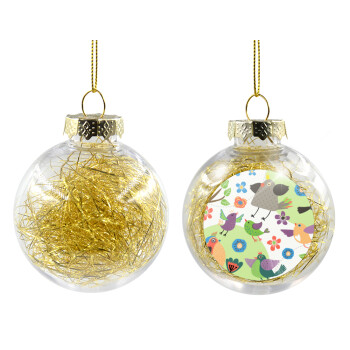 τα πουλάκια, Transparent Christmas tree ball ornament with gold filling 8cm