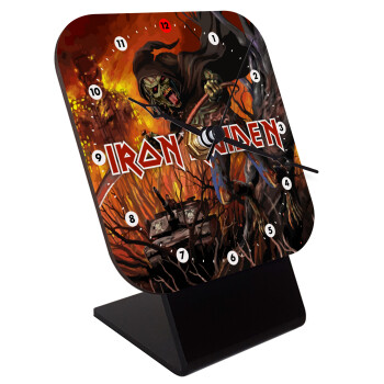 Iron maiden From Fear to Eternity, Quartz Wooden table clock with hands (10cm)