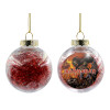 Transparent Christmas tree ball ornament with red filling 8cm