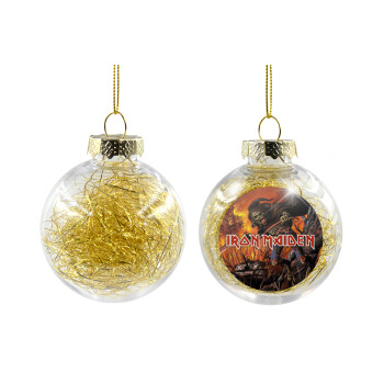 Iron maiden From Fear to Eternity, Transparent Christmas tree ball ornament with gold filling 8cm