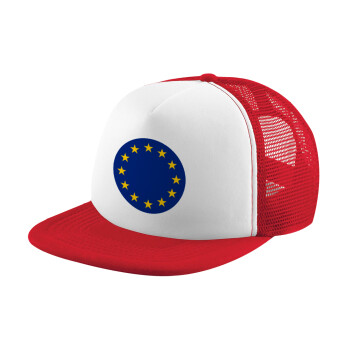 EU, Καπέλο Ενηλίκων Soft Trucker με Δίχτυ Red/White (POLYESTER, ΕΝΗΛΙΚΩΝ, UNISEX, ONE SIZE)