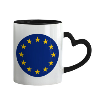 EU, Mug heart black handle, ceramic, 330ml
