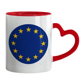 EU, Mug heart red handle, ceramic, 330ml