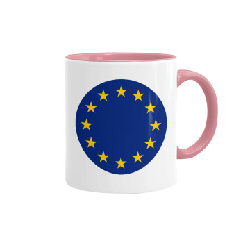 EU, Κούπα χρωματιστή ροζ, κεραμική, 330ml