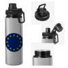 Metallic water bottle with safety cap, 850ml aluminum