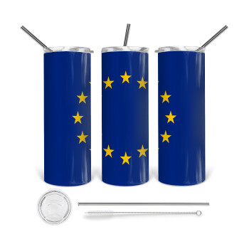 EU, 360 Eco friendly ποτήρι θερμό (tumbler) από ανοξείδωτο ατσάλι 600ml, με μεταλλικό καλαμάκι & βούρτσα καθαρισμού