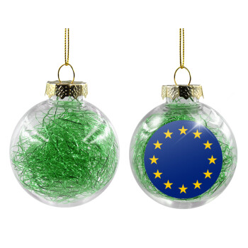 EU, Χριστουγεννιάτικη μπάλα δένδρου διάφανη με πράσινο γέμισμα 8cm