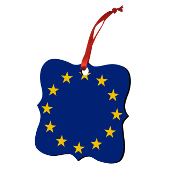 EU, Χριστουγεννιάτικο στολίδι polygon ξύλινο 7.5cm