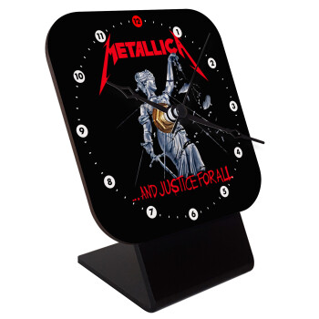 Metallica and justice for all, Quartz Wooden table clock with hands (10cm)