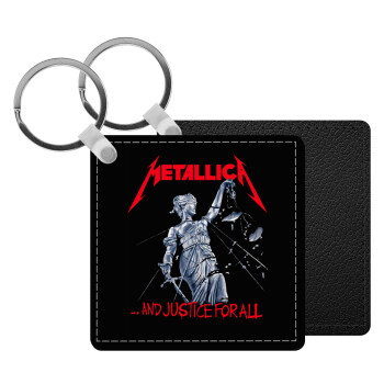 Metallica and justice for all, Μπρελόκ Δερματίνη, τετράγωνο ΜΑΥΡΟ (5x5cm)