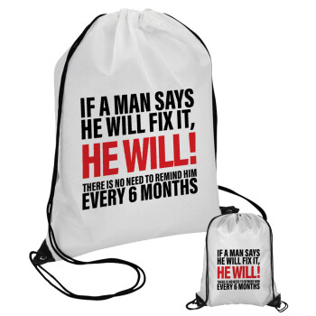 If a man says he will fix it He will There is no need to remind him every 6 months, Pouch bag with black cords (1 piece)