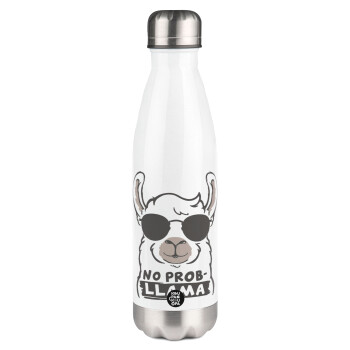 No Prob Llama, Metal mug thermos White (Stainless steel), double wall, 500ml