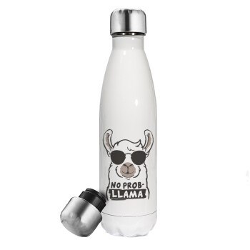 No Prob Llama, Metal mug thermos White (Stainless steel), double wall, 500ml