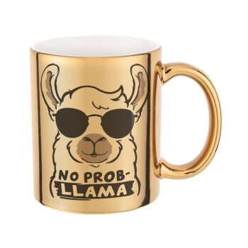 No Prob Llama, Mug ceramic, gold mirror, 330ml