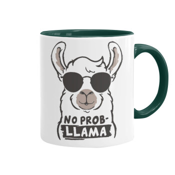 No Prob Llama, Κούπα χρωματιστή πράσινη, κεραμική, 330ml