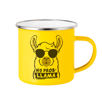 No Prob Llama, Yellow Enamel Metallic Cup 360ml