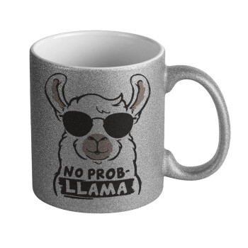 No Prob Llama, Κούπα Ασημένια Glitter που γυαλίζει, κεραμική, 330ml